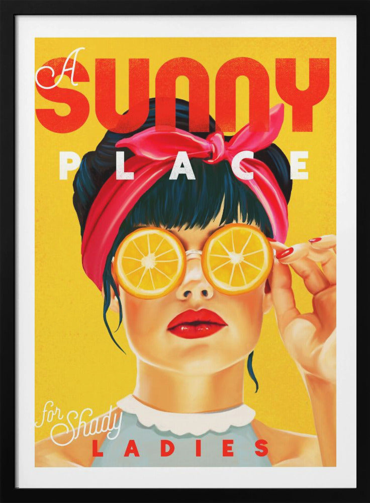 A Sunny Place For Shady Ladies Orange Pinup Art - Poster / Art Print