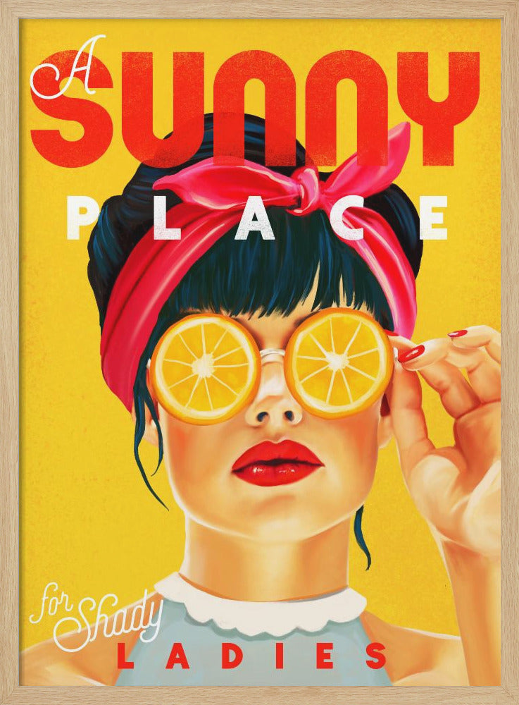 A Sunny Place For Shady Ladies Orange Pinup Art - Poster / Art Print