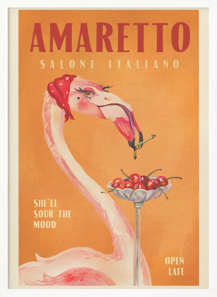Amaretto Flamingo Art Deco Italian Cafe Travel Art - Poster / Art Print