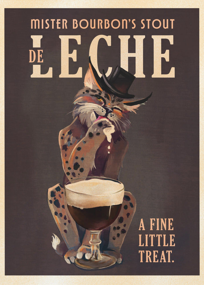 Bourbon De Leche Guinness Style Cat Art - Poster / Art Print