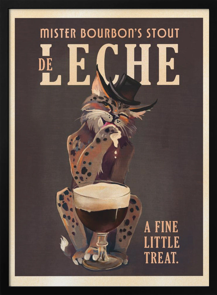 Bourbon De Leche Guinness Style Cat Art - Poster / Art Print