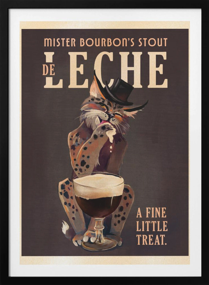 Bourbon De Leche Guinness Style Cat Art - Poster / Art Print