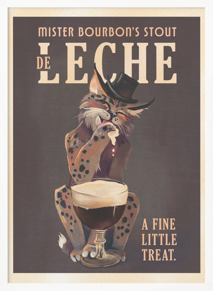 Bourbon De Leche Guinness Style Cat Art - Poster / Art Print