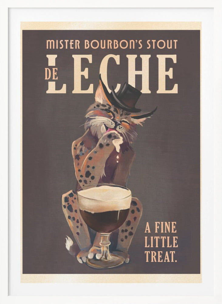 Bourbon De Leche Guinness Style Cat Art - Poster / Art Print