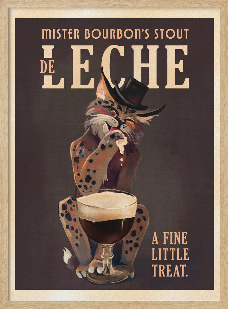 Bourbon De Leche Guinness Style Cat Art - Poster / Art Print