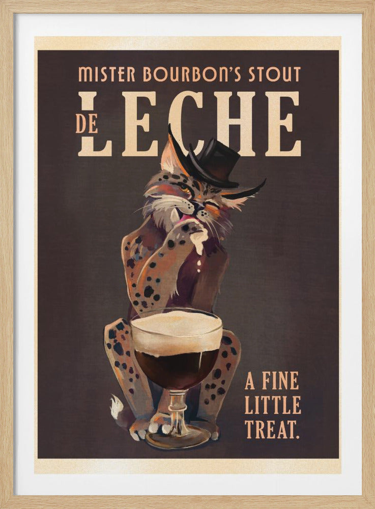 Bourbon De Leche Guinness Style Cat Art - Poster / Art Print