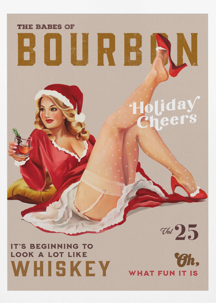 Babes of Bourbon Vol 25 Holiday Cheer Christmas Pinup - Poster / Art Print