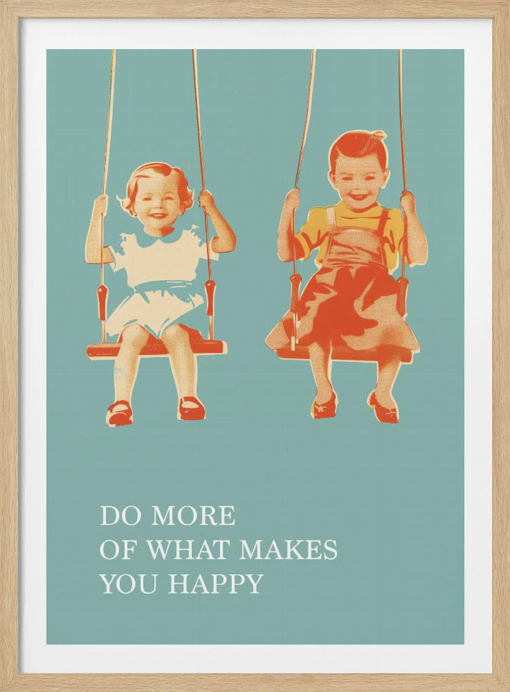 Two Little Girls On Swings - Poster / Art Print