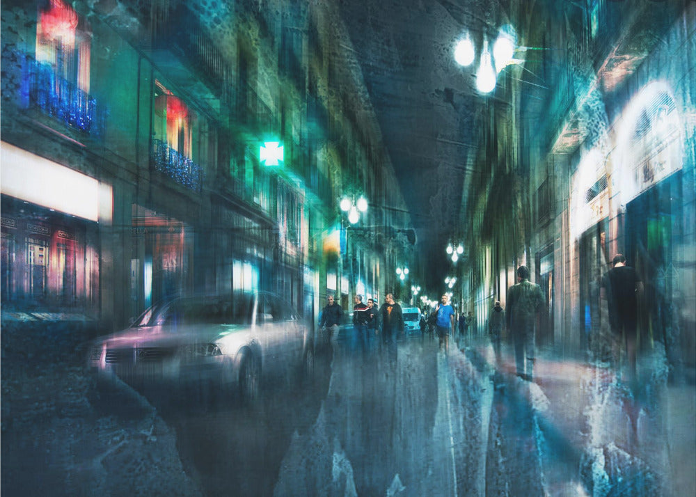 Night in the alleys of Barcelona - Poster / Art Print