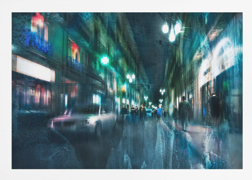 Night in the alleys of Barcelona - Poster / Art Print