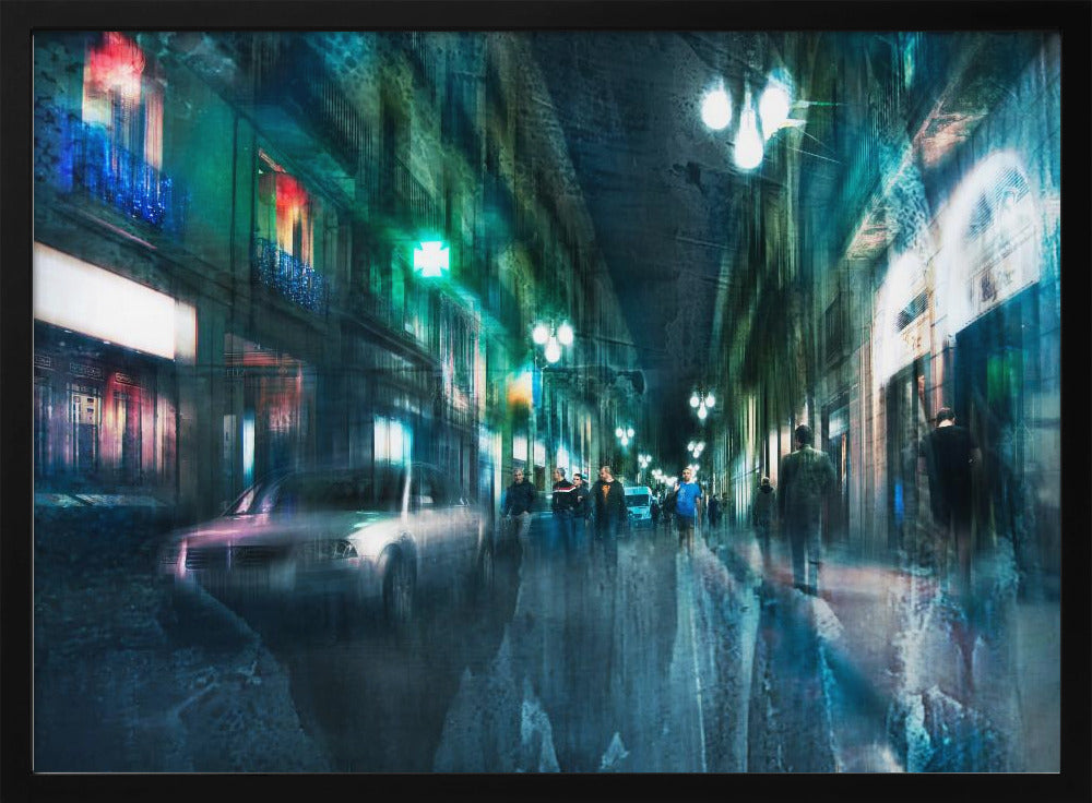 Night in the alleys of Barcelona - Poster / Art Print