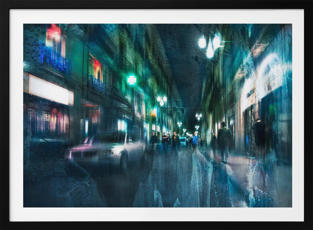 Night in the alleys of Barcelona - Poster / Art Print