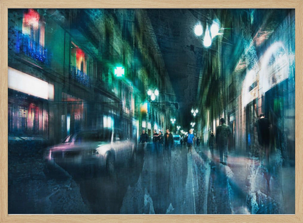 Night in the alleys of Barcelona - Poster / Art Print