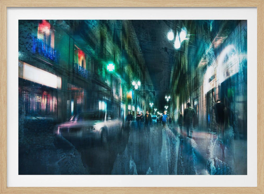 Night in the alleys of Barcelona - Poster / Art Print