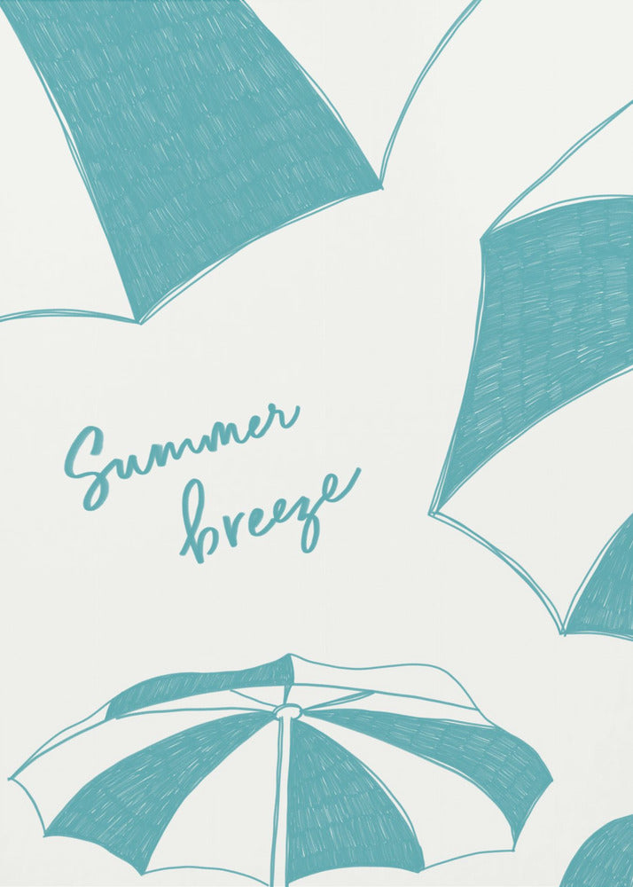 Summer beach parasols pencil sketch - Poster / Art Print