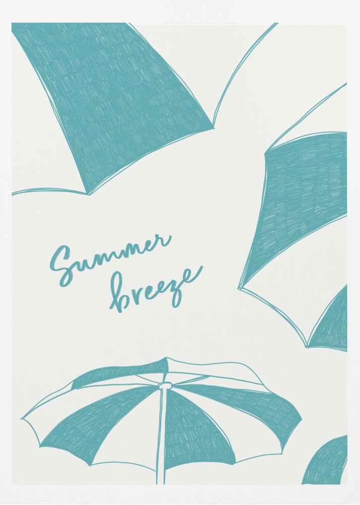 Summer beach parasols pencil sketch - Poster / Art Print