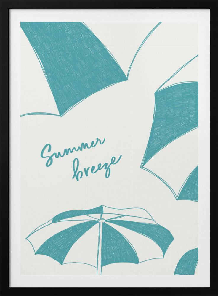 Summer beach parasols pencil sketch - Poster / Art Print