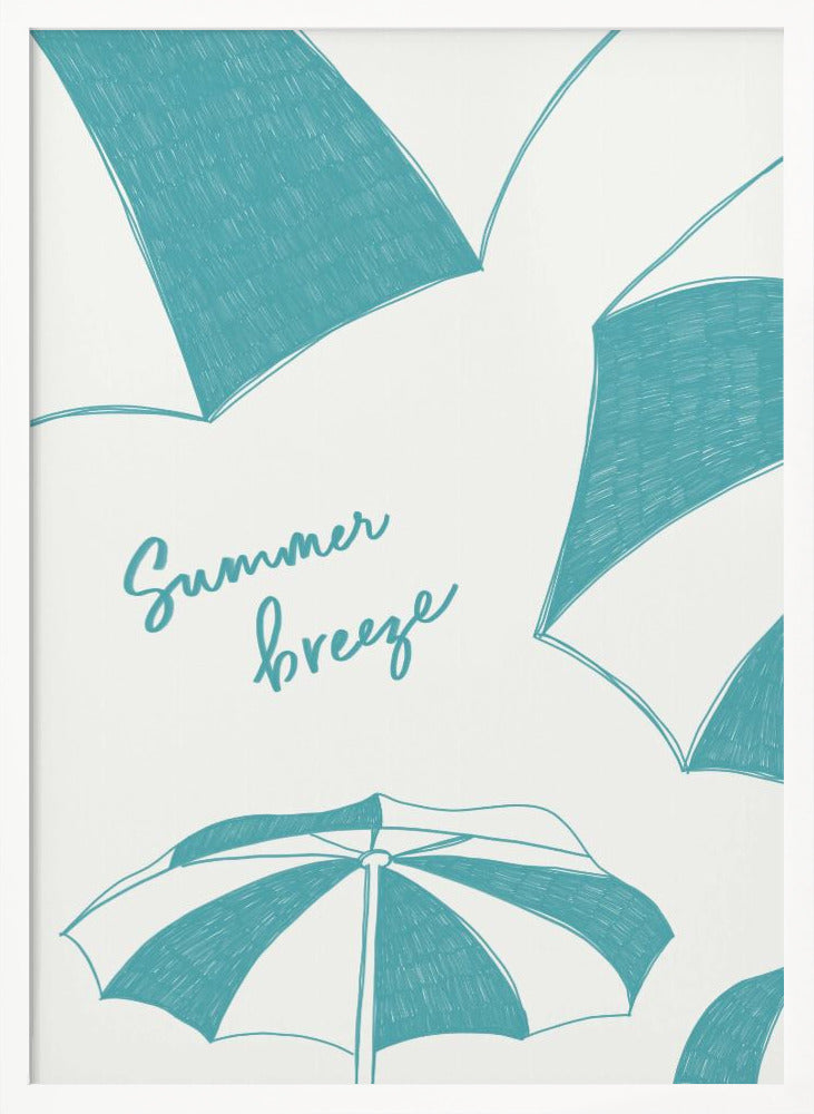 Summer beach parasols pencil sketch - Poster / Art Print