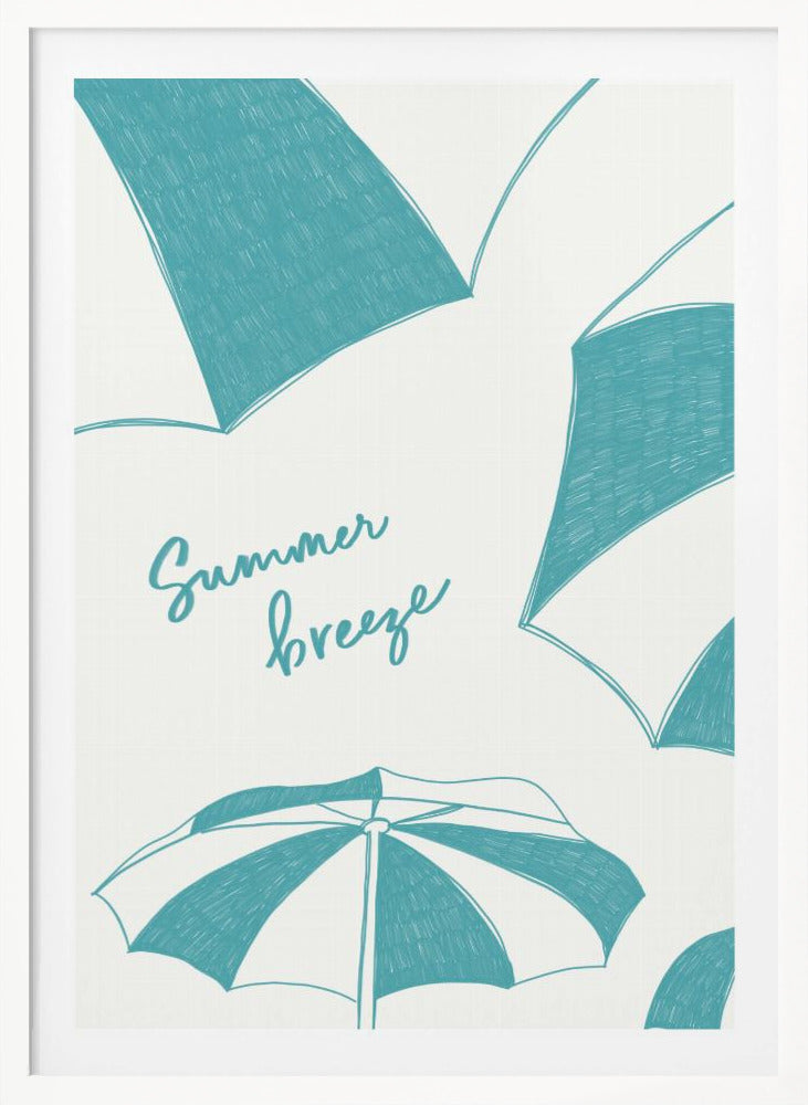 Summer beach parasols pencil sketch - Poster / Art Print