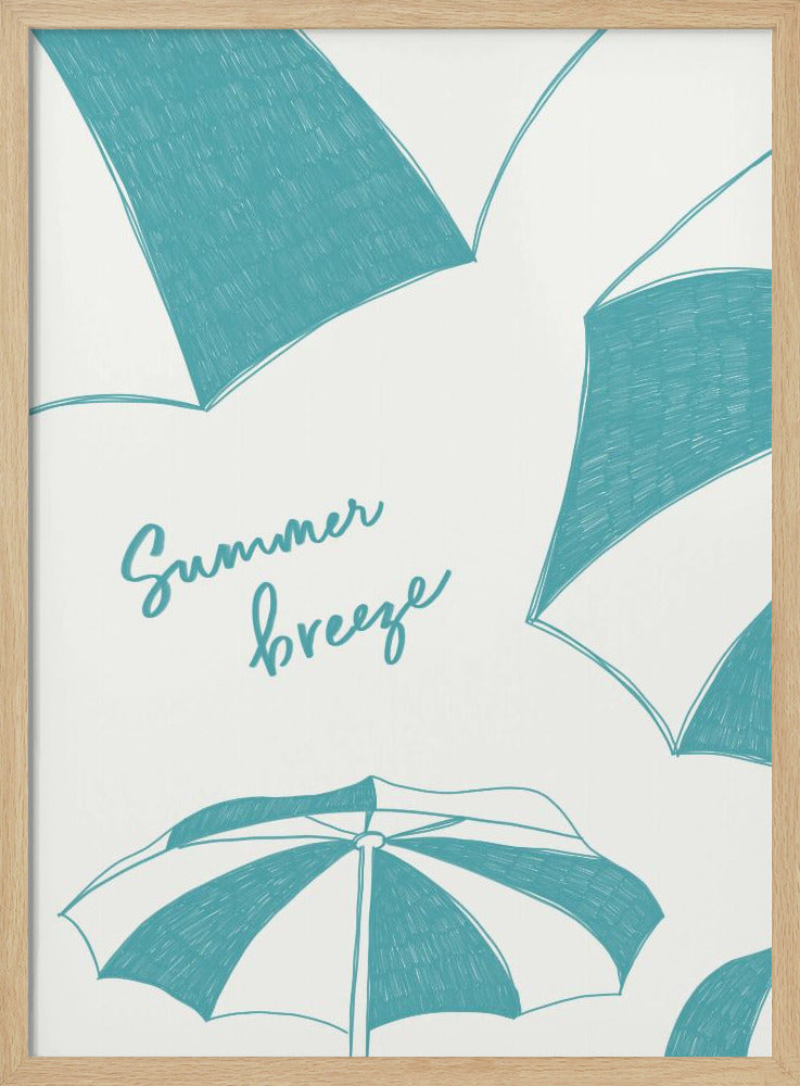 Summer beach parasols pencil sketch - Poster / Art Print