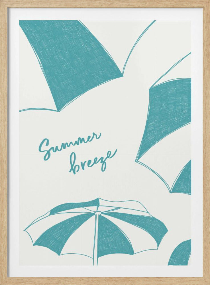 Summer beach parasols pencil sketch - Poster / Art Print