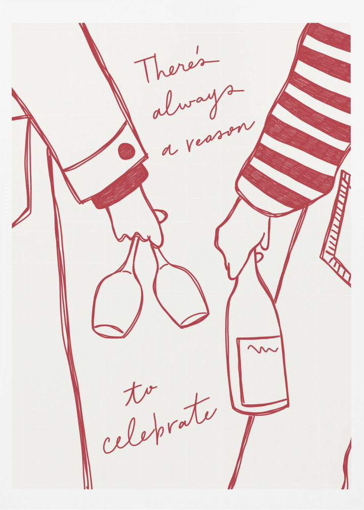 Woman holding wine bottle and wine glass (Red) - Wine Vin Rouge Femme - Poster / Art Print