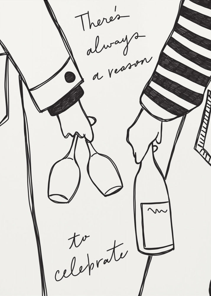 Woman holding wine bottle and wine glass - Poster / Art Print