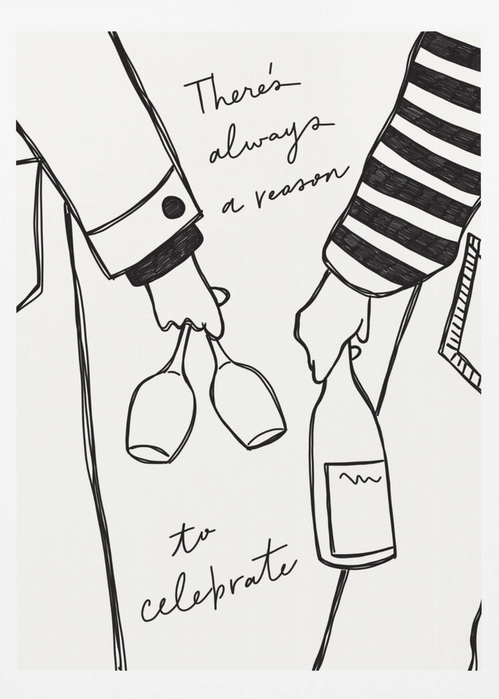 Woman holding wine bottle and wine glass - Poster / Art Print