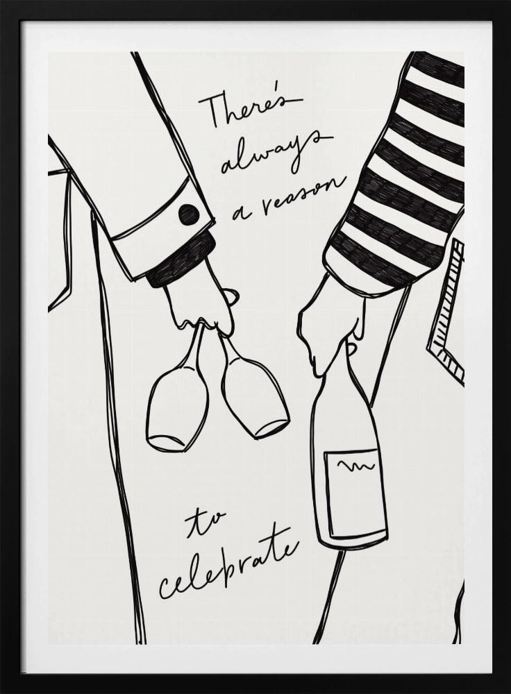 Woman holding wine bottle and wine glass - Poster / Art Print