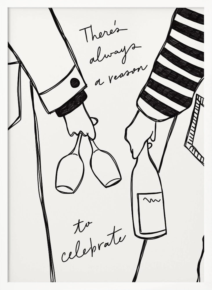 Woman holding wine bottle and wine glass - Poster / Art Print
