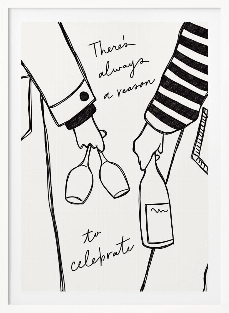 Woman holding wine bottle and wine glass - Poster / Art Print