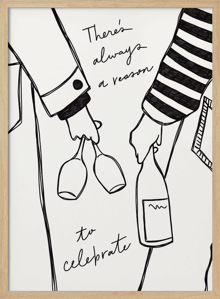 Woman holding wine bottle and wine glass - Poster / Art Print
