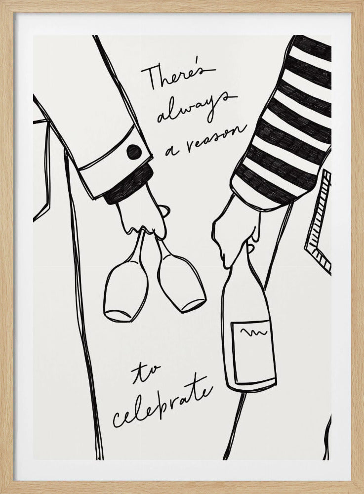 Woman holding wine bottle and wine glass - Poster / Art Print