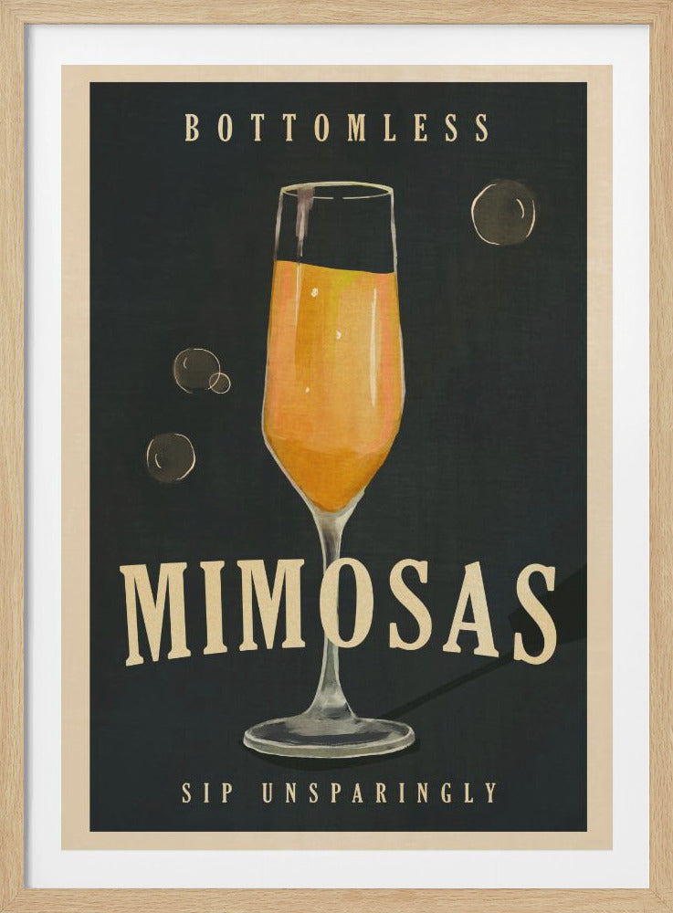 Bottomless Mimosas Art Deco Cocktail Bar Art - Poster / Art Print