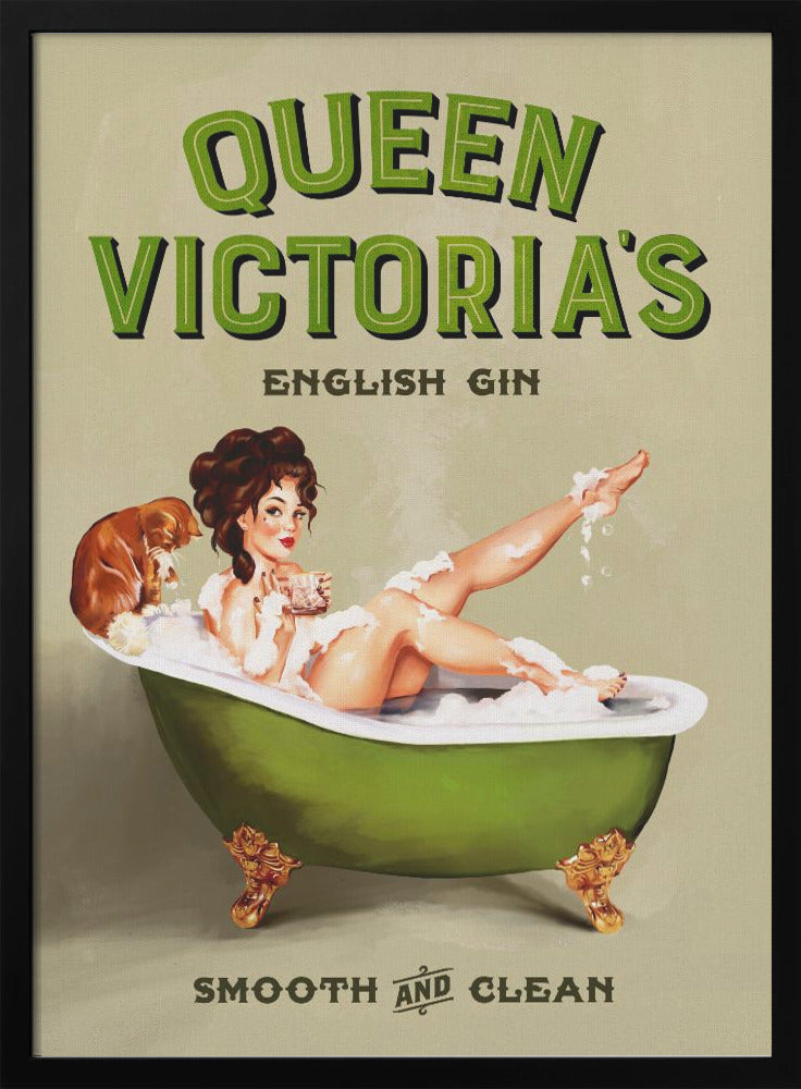 Queen Victoria English Gin Bath Pinup Girl - Poster / Art Print