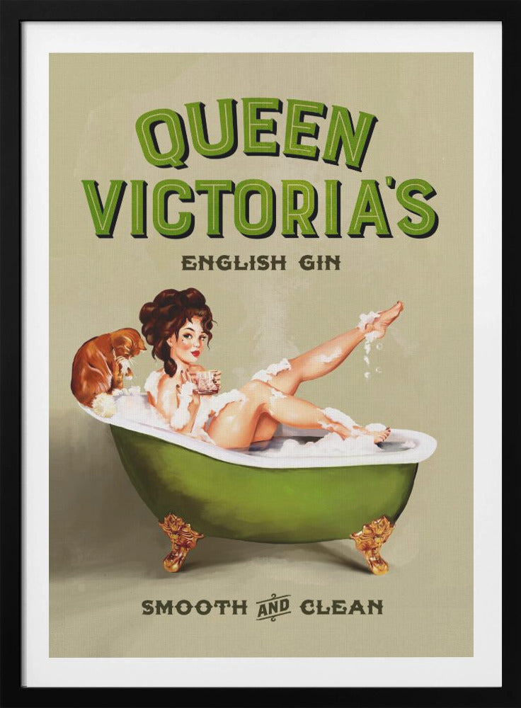 Queen Victoria English Gin Bath Pinup Girl - Poster / Art Print