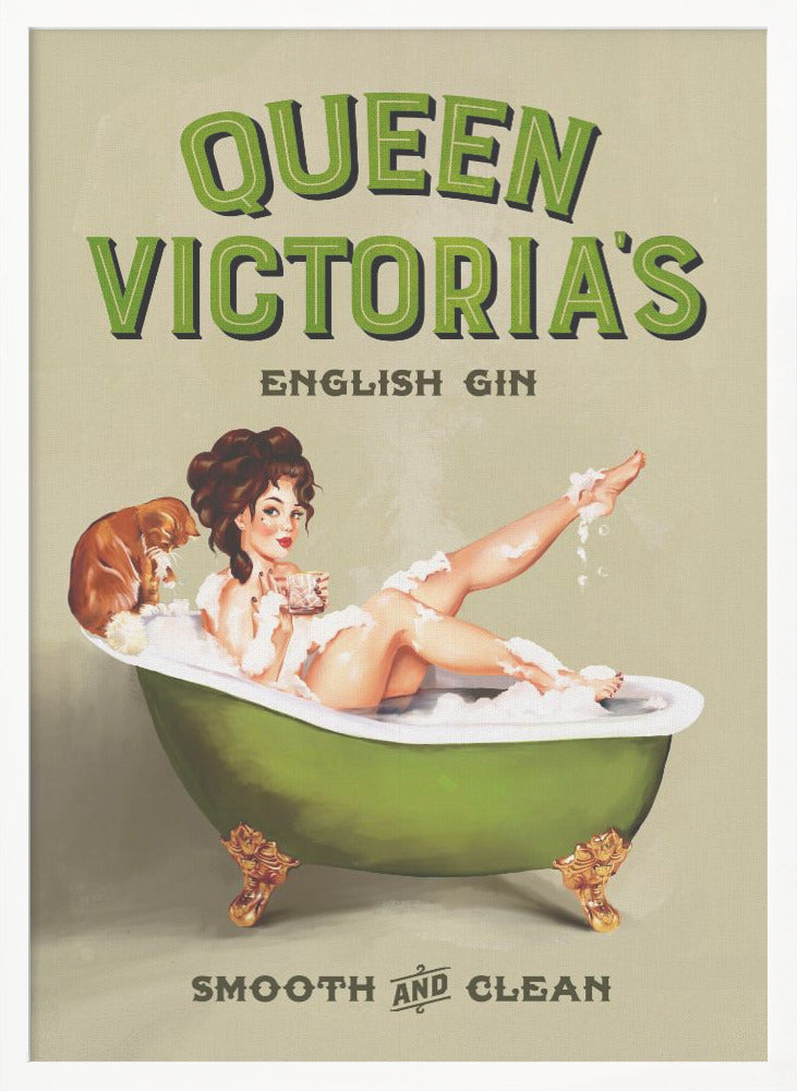 Queen Victoria English Gin Bath Pinup Girl - Poster / Art Print