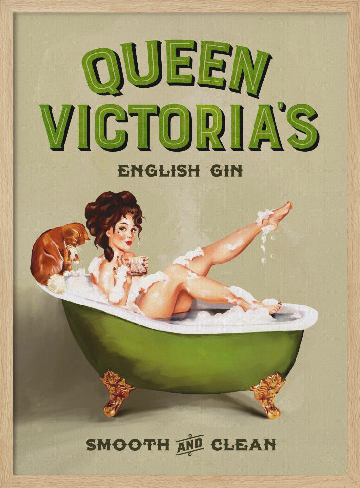 Queen Victoria English Gin Bath Pinup Girl - Poster / Art Print