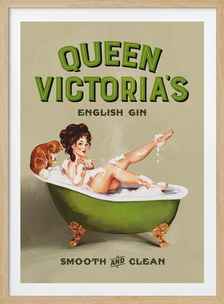 Queen Victoria English Gin Bath Pinup Girl - Poster / Art Print