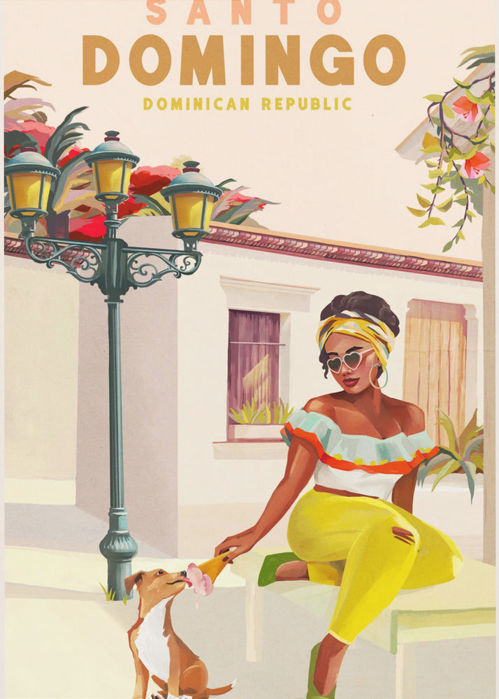 Santo Domingo Dominican Republic Woman & Dog - Poster / Art Print