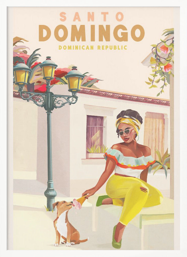 Santo Domingo Dominican Republic Woman & Dog - Poster / Art Print