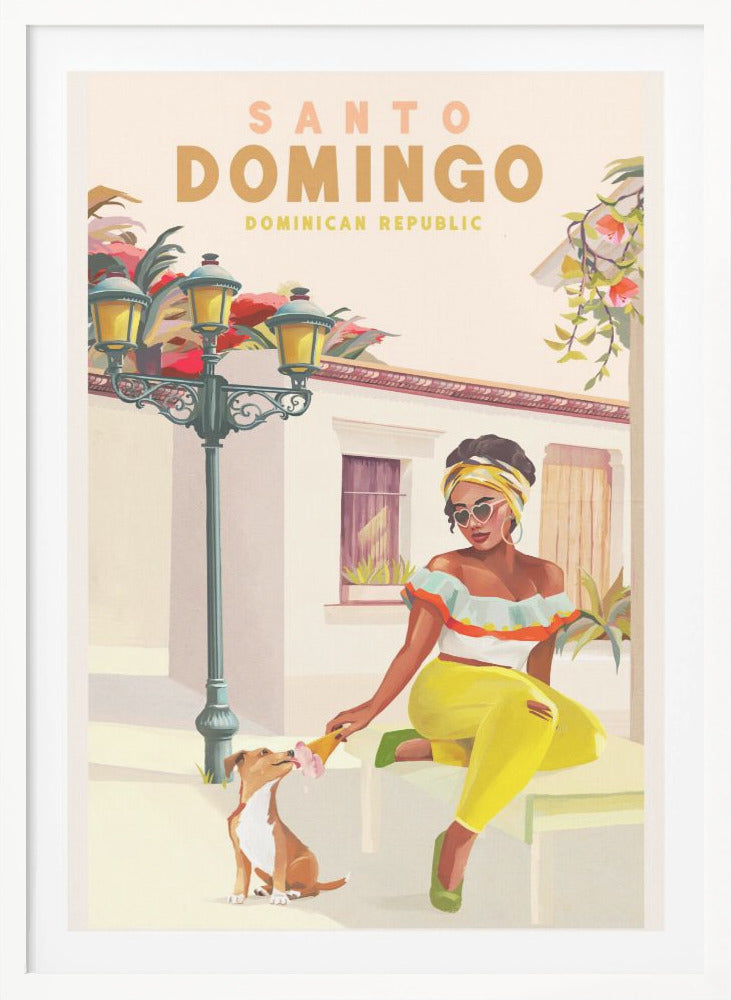 Santo Domingo Dominican Republic Woman & Dog - Poster / Art Print