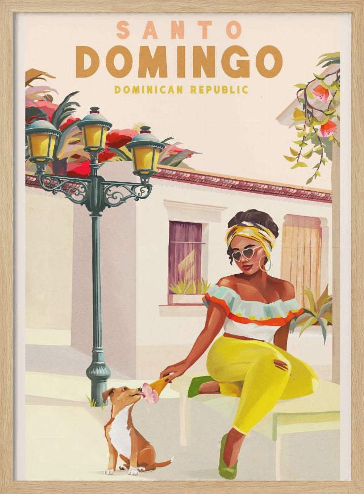 Santo Domingo Dominican Republic Woman & Dog - Poster / Art Print
