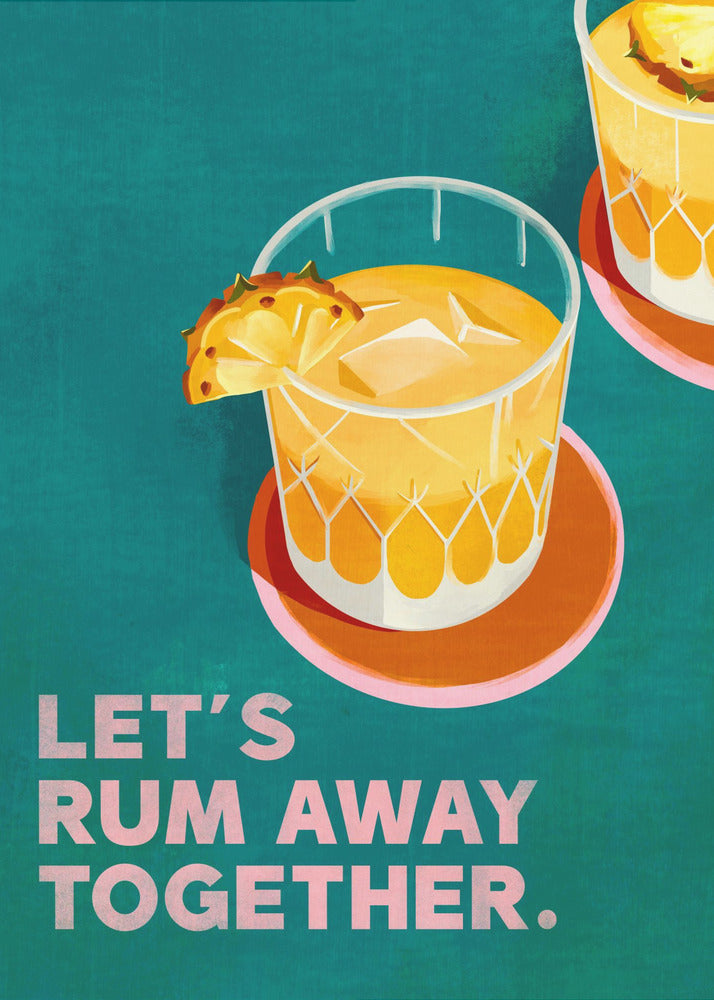 Rum Away Beach Bar Cocktail Art - Poster / Art Print