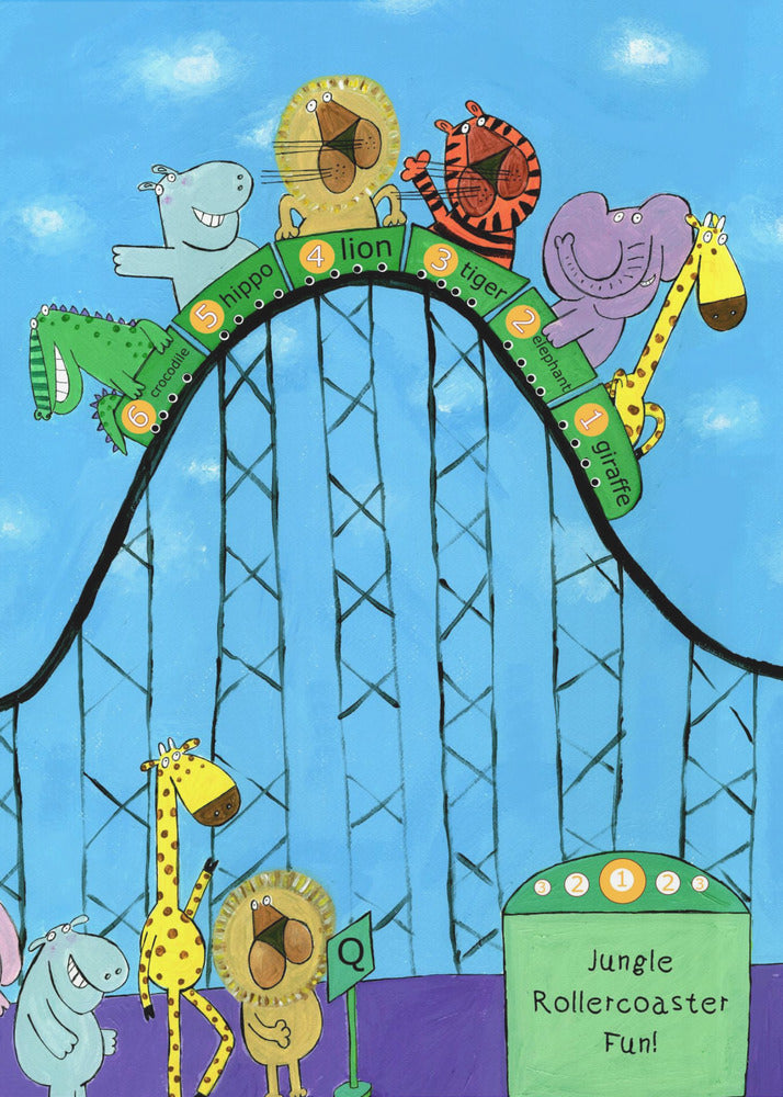 Jungle Animals Whizzing Down the Rollercoaster by Carla Daly - Poster / Art Print