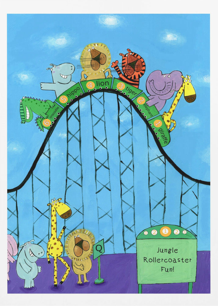 Jungle Animals Whizzing Down the Rollercoaster by Carla Daly - Poster / Art Print