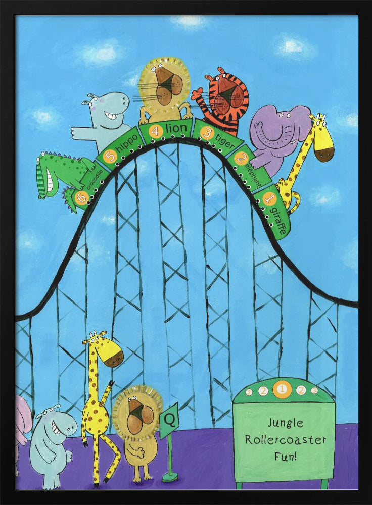 Jungle Animals Whizzing Down the Rollercoaster by Carla Daly - Poster / Art Print
