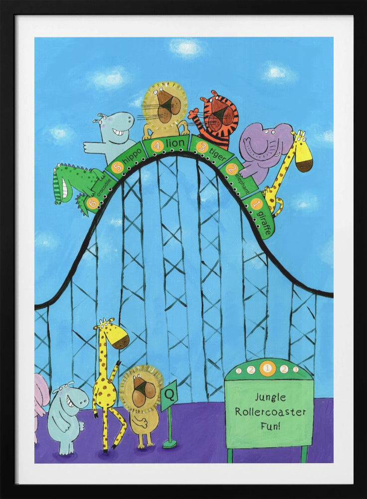 Jungle Animals Whizzing Down the Rollercoaster by Carla Daly - Poster / Art Print