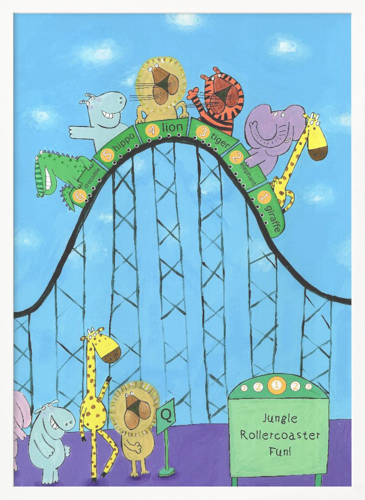 Jungle Animals Whizzing Down the Rollercoaster by Carla Daly - Poster / Art Print