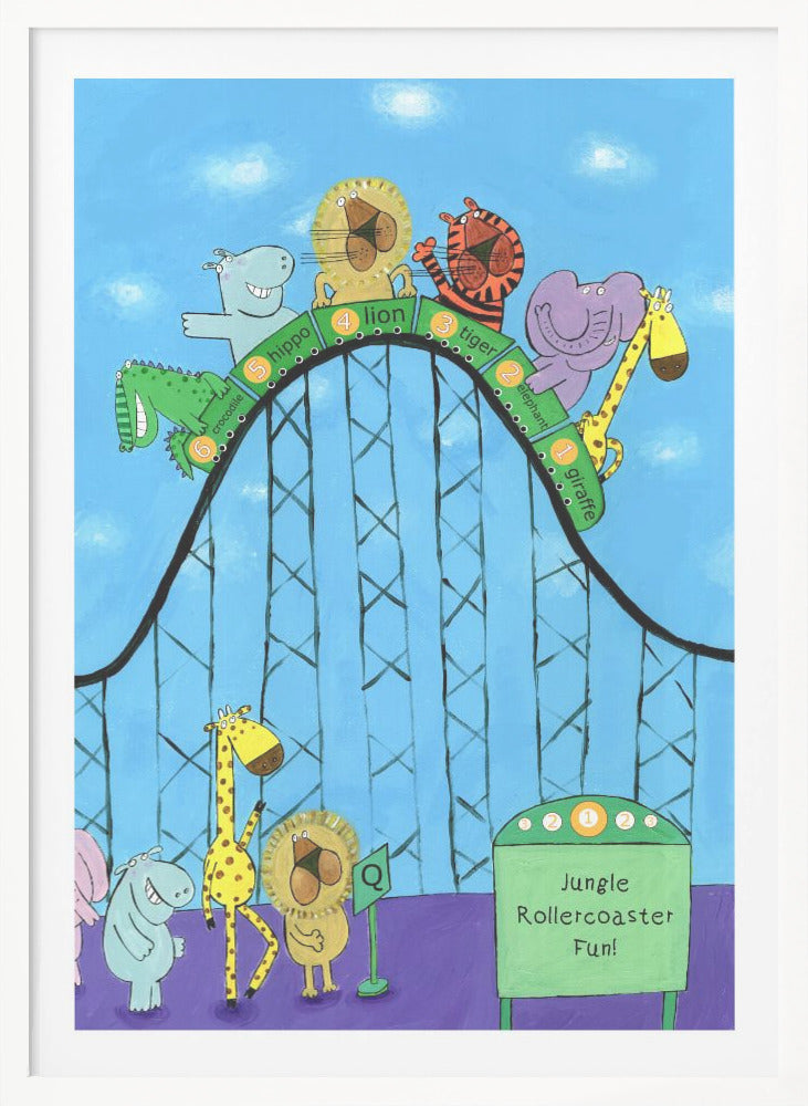 Jungle Animals Whizzing Down the Rollercoaster by Carla Daly - Poster / Art Print